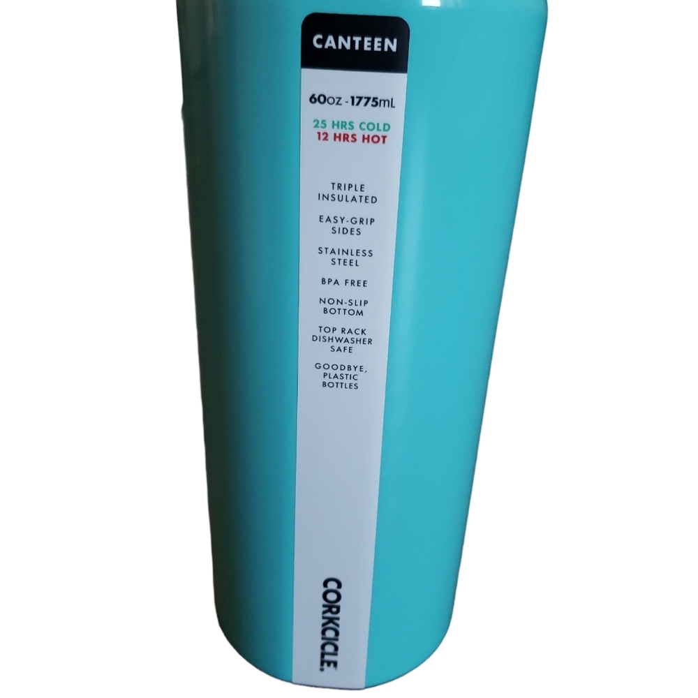 Uline Branded - Corkcicle 60 oz Canteen w/ 4 Stemless Wine Glass Set - Turquoise - Picture 4 of 12